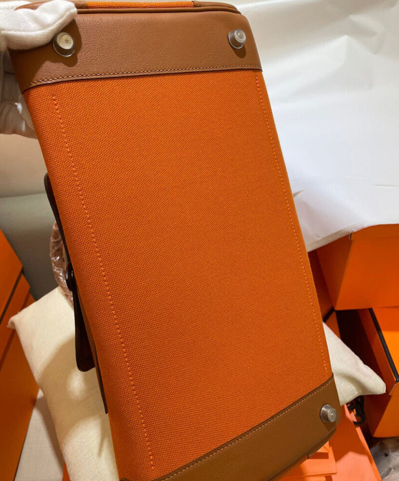 Hermes Birkin 35 Canvas & Swift Leather Cargo Orange